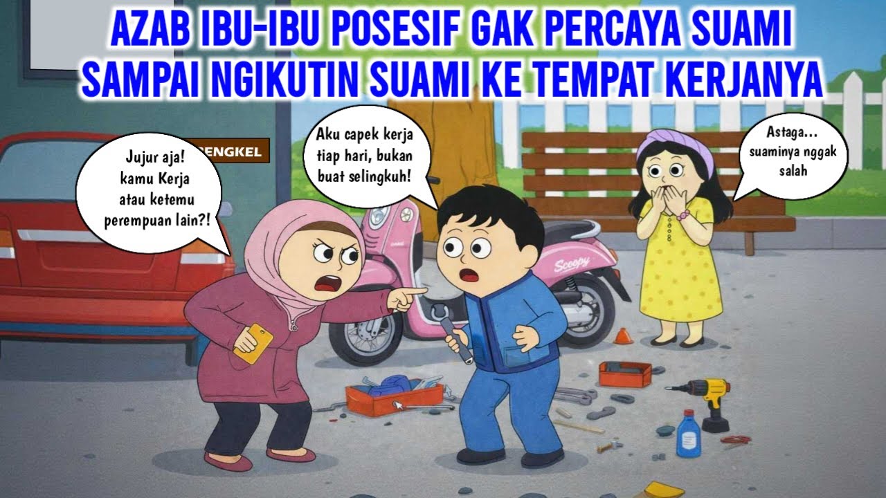 AZAB IBU-IBU POSESIF GAK PERCAYA SUAMI! SAMPAI NGIKUTIN SUAMI KE TEMPAT KERJANYA | ANIMASI AZAB