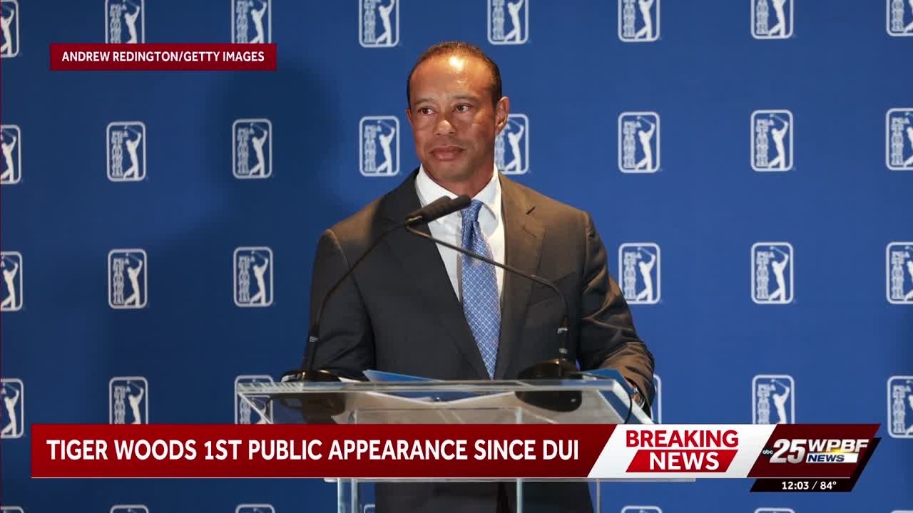 Tiger Woods makes first public appearance since DUI arrest in Florida