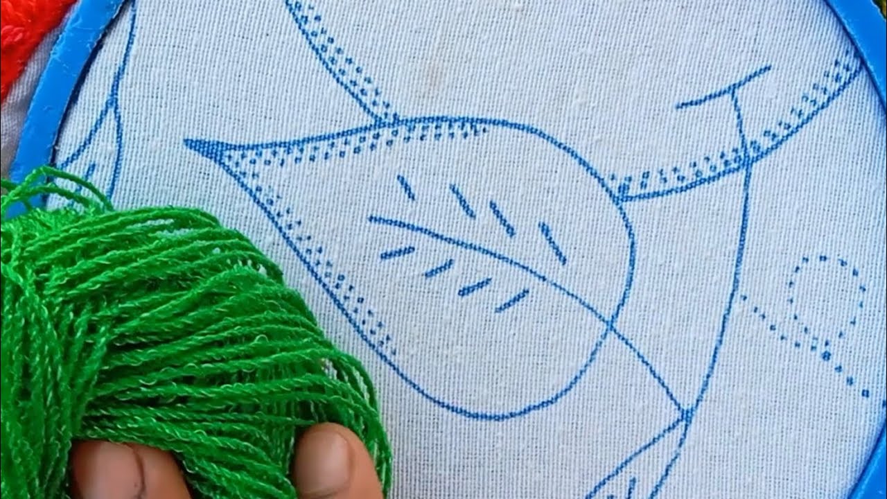 Cómo bordar hoja#83🌿 puntada ideal para cualquier diseño entre frutas,flores,etc 