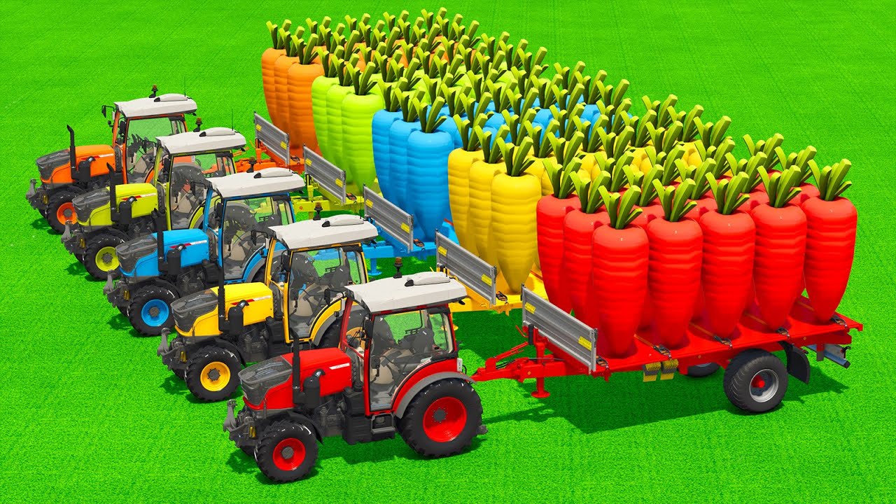 LOAD AND TRANSPORT GIANT CARROTS WITH FENDT TRACTORS & FORKLIFTS - Farming Simulator 25