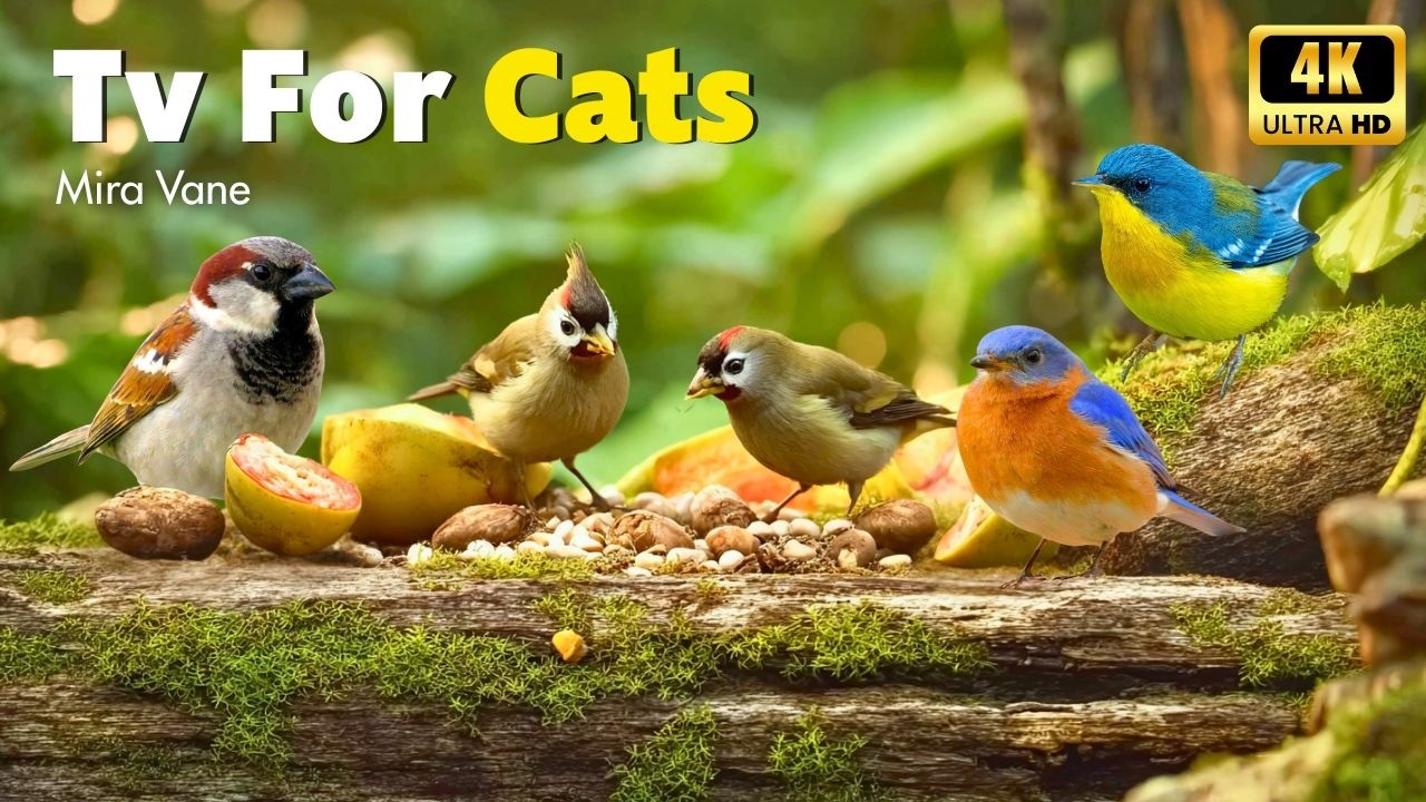 Colorful Bird Show 🐱📺 Keep Your Cat Busy and Relaxed with Birds Chirping and Playing