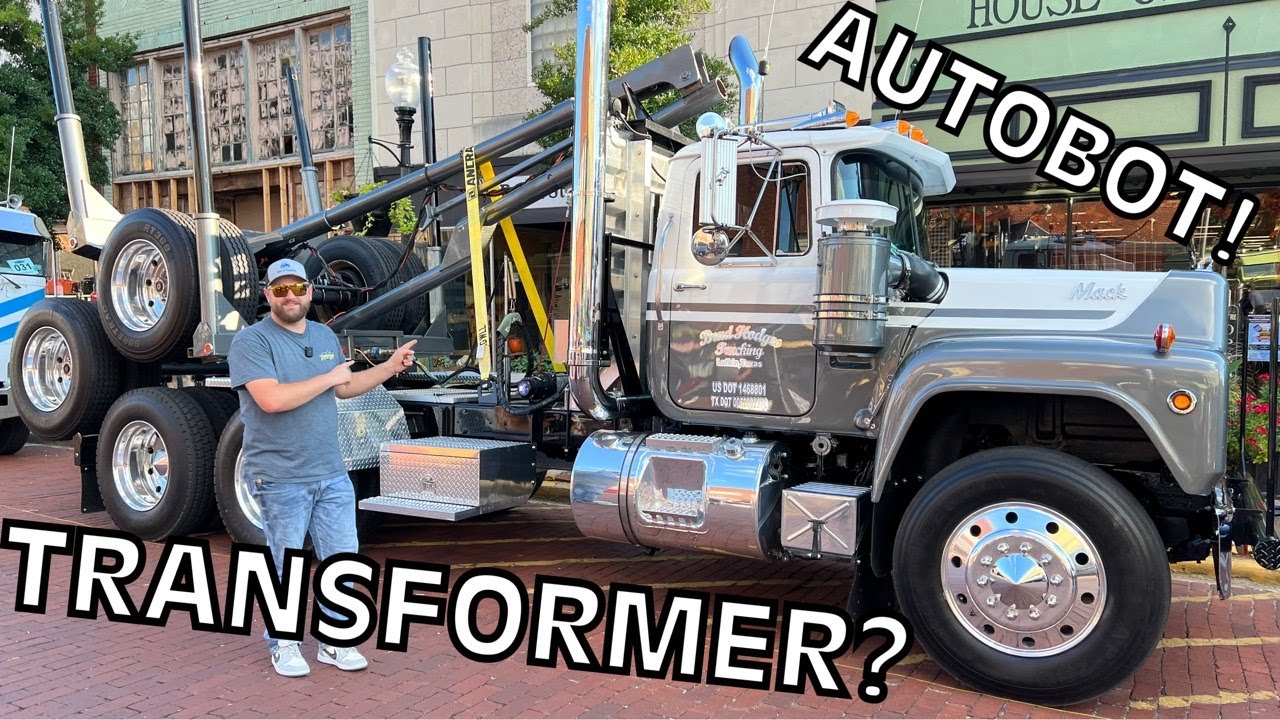 MACK R MODEL TRANSFORMER LOG TRUCK FOLDS IN HALF!