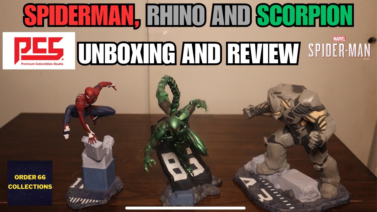 Spiderman/Rhino/Scorpion Statue Set by PCS Collectibles Unboxing and Review