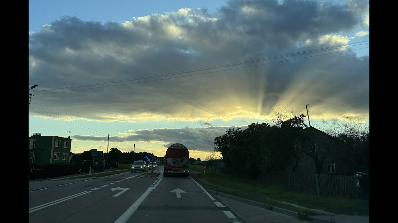 Relaxing Sound-Free Drive on DK22 Poland During Sunset