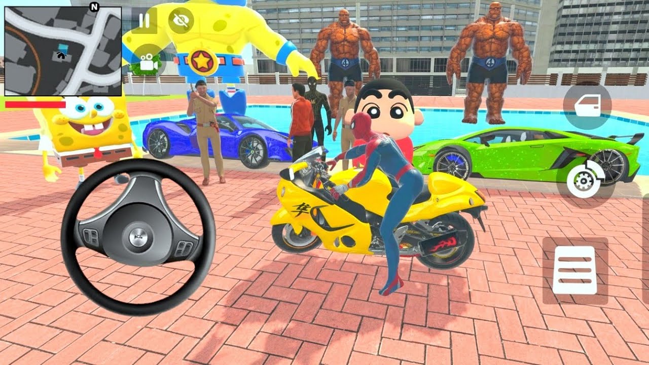 🎮 Big Spider-Man- Franklin Order By Bike & Car 🤑 Police Attack 🙏 Indian Theft Aura Simulator 