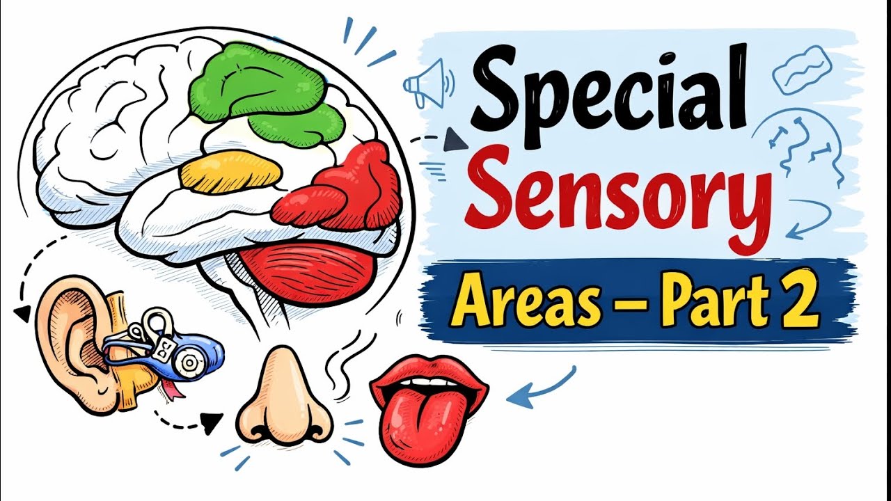 🚨🚨Special Sensory Areas – Part 2 | Auditory, Olfactory & Gustatory Cortex Explained