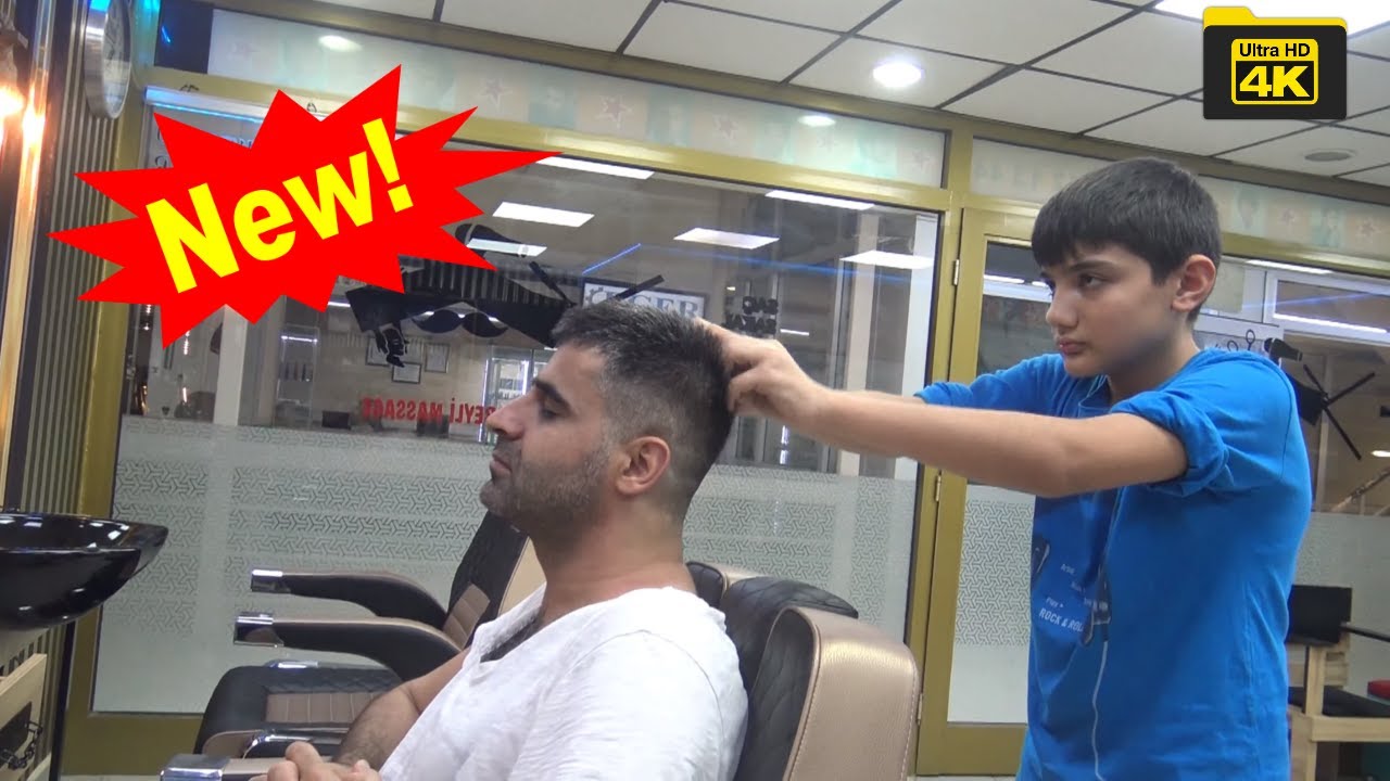 ASMR YOUNG TURKISH BARBER MASSAGE = head,back,arm,ear,sleep,face massage= kafa,sırt,kol,yüz masajı