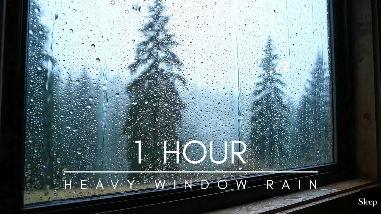 Windy Rain on a Window | Deep Sleep Rain ASMR 1 Hour