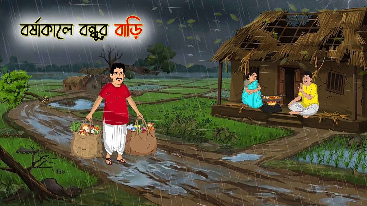 বর্ষাকালে বন্ধুর বাড়ি  | Cartoon Golpo | Bengali Animated Story | Bangla Cartoon