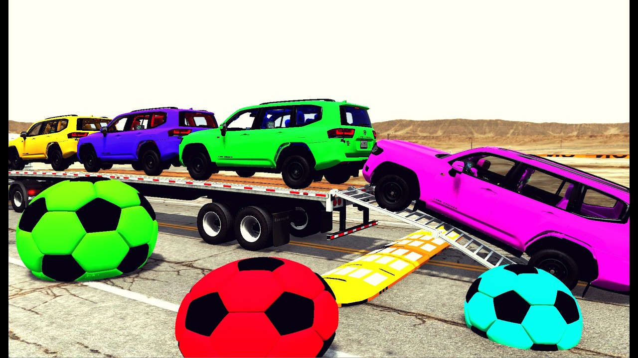 Flatbed Truck McQueen | Transportation with Truck - Pothole vs Car 10 | BeamNG.Drive Gameplay
