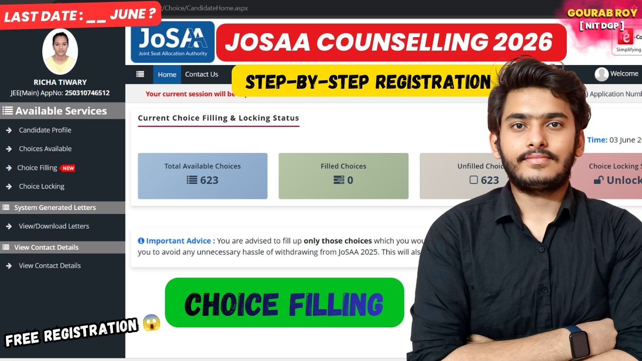🚨How to Register for JOSAA Counselling 2026✅ | JOSAA Registration Process | JOSAA Choice Filling