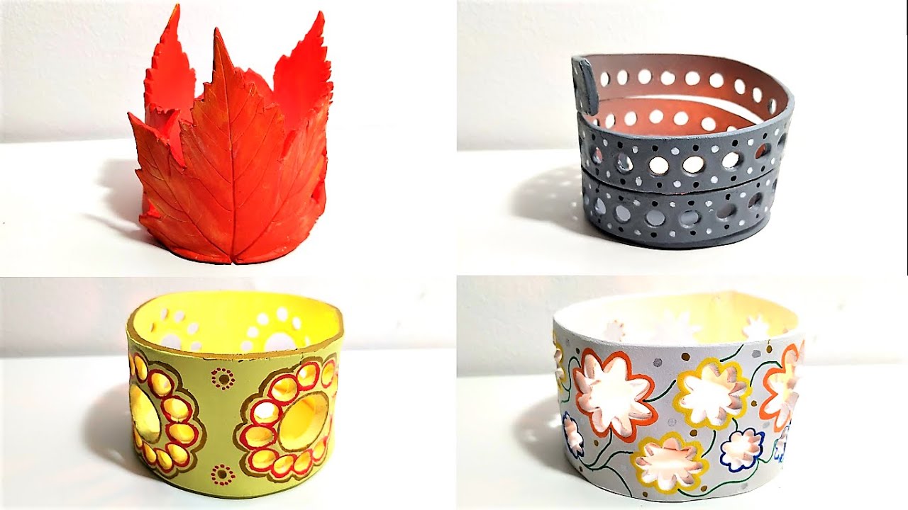 Air dry clay crafts | Air dry clay candle holders | Easy Das clay candle holders