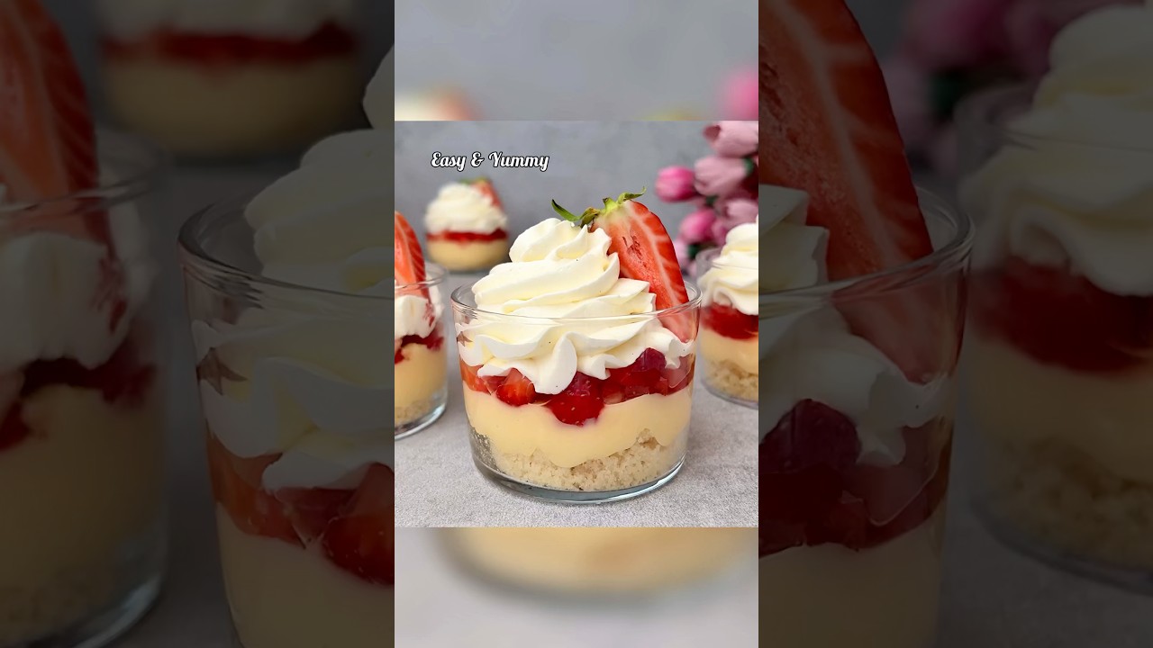 No Bake Strawberry Dessert Cups. Easy and Yummy! 🍓🍓🍓