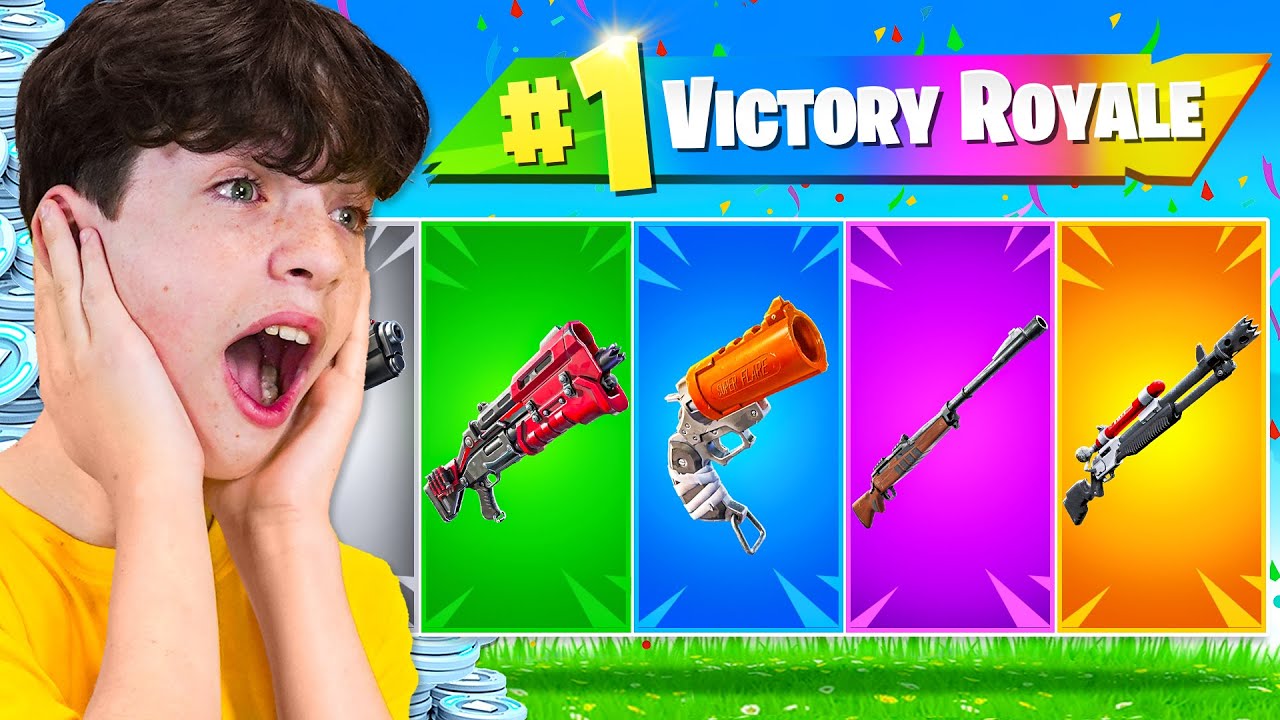 Extreme RAINBOW Gun Challenge with My Little Brother! (100k VBucks)