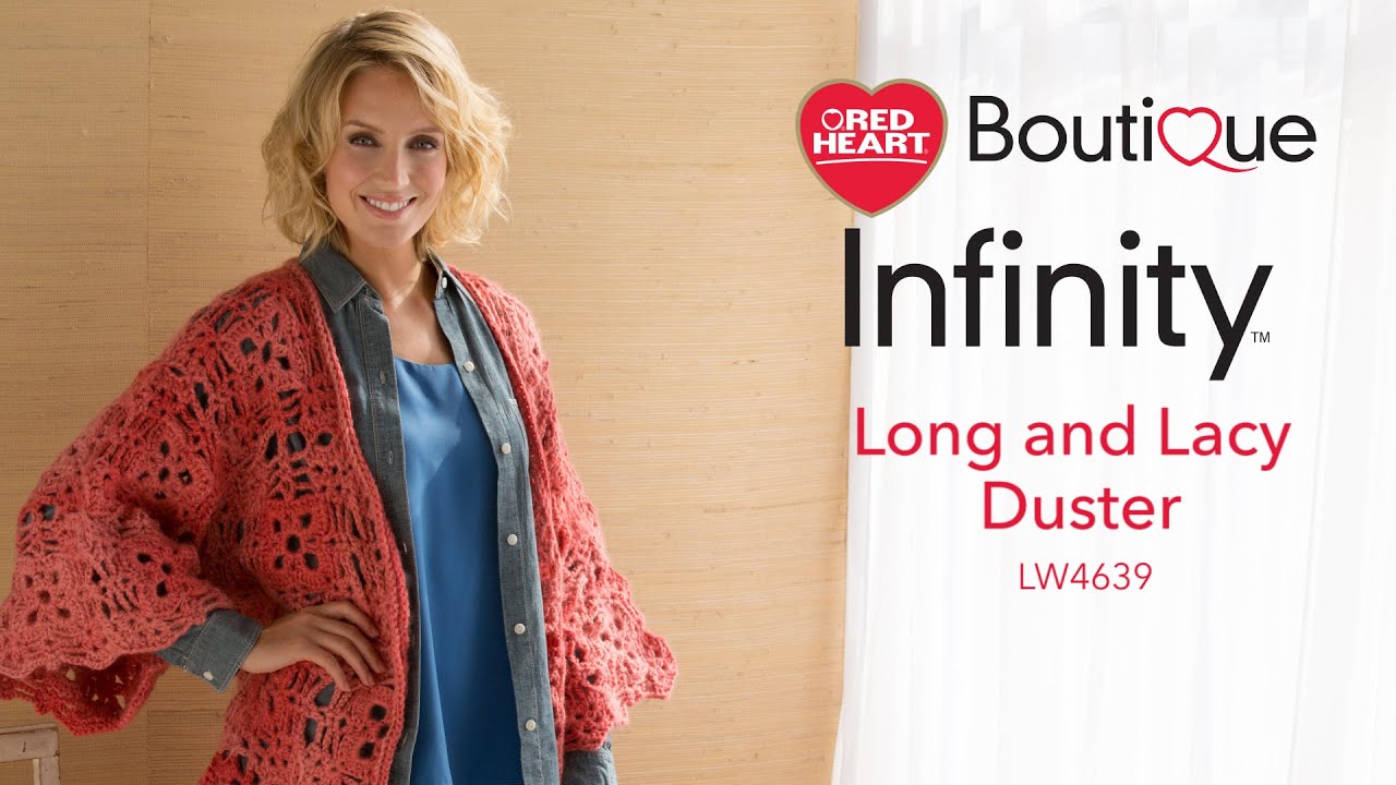 Long and Lacy Duster in Red Heart Boutique Infinity