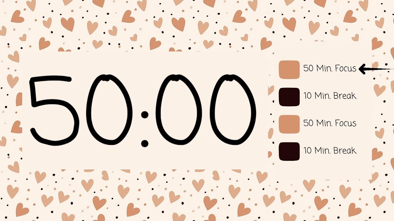 ⏳ 50/10 Pomodoro Timer &ndash; Cute Doodle Design 🎨 | Simple Beeps for Focus & Breaks 🎯