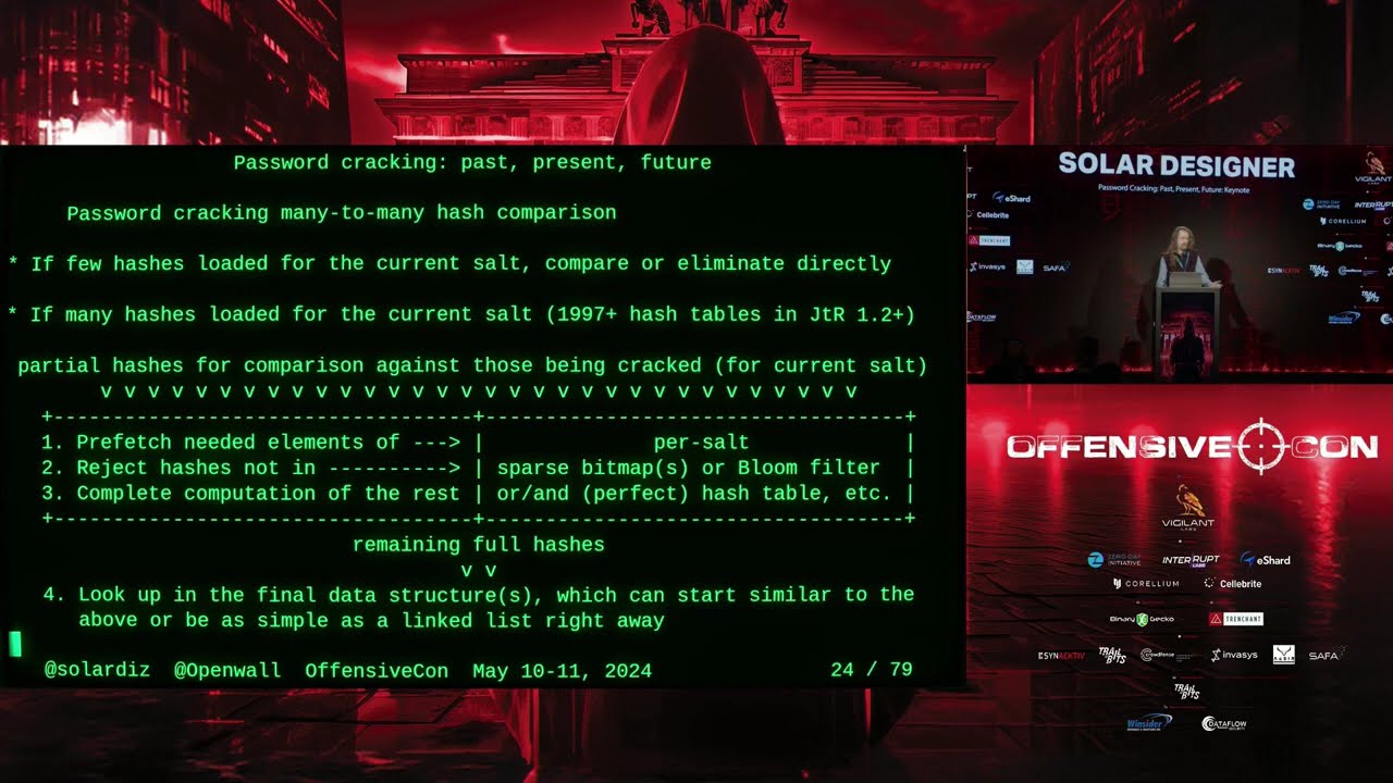 OffensiveCon24 - Solar Designer - Keynote - Password Cracking: Past, Present, Future