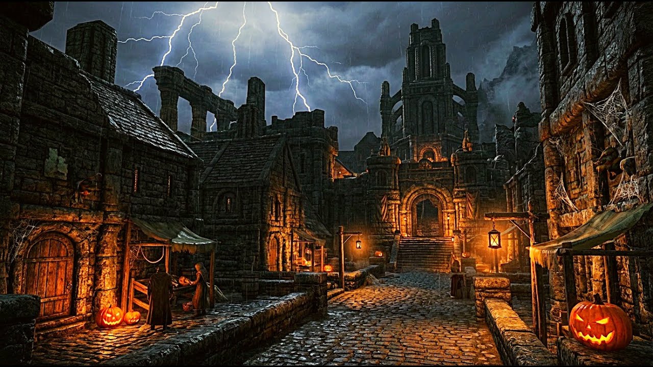 Markarth in a Dark Storm: Halloween Thunder Ambience Sleep