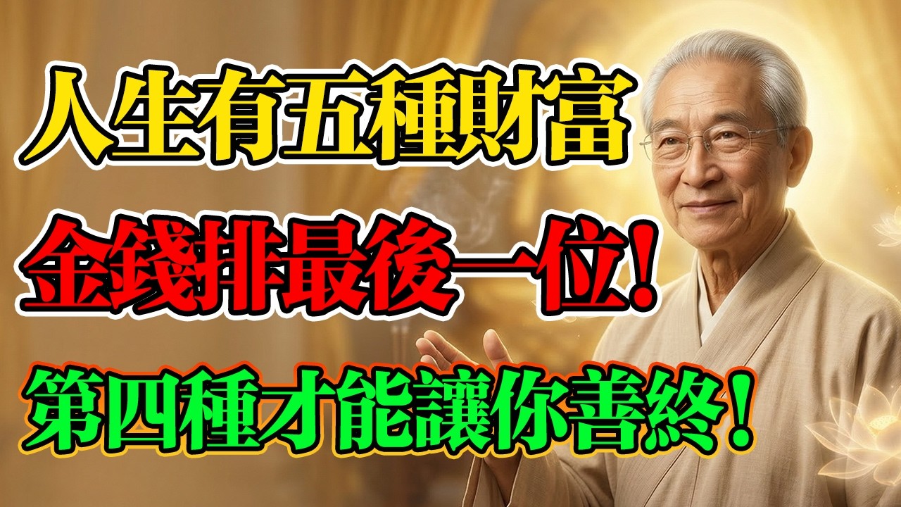 南懷瑾：人生有五大財富，缺一不可！金錢只是天地間最末流的財富！真正能讓你善終的，卻往往被你忽略了！#南懷瑾 #佛學智慧 #五福臨門 #人生修行 #因果輪迴 #晚年修行 #善終 #佛學 #佛法