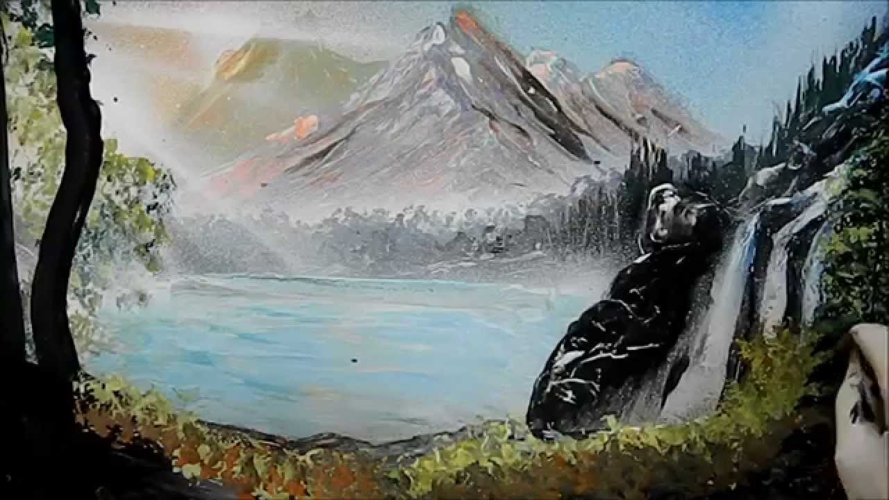 Spray Paint Art - Mountain Waterfalls
