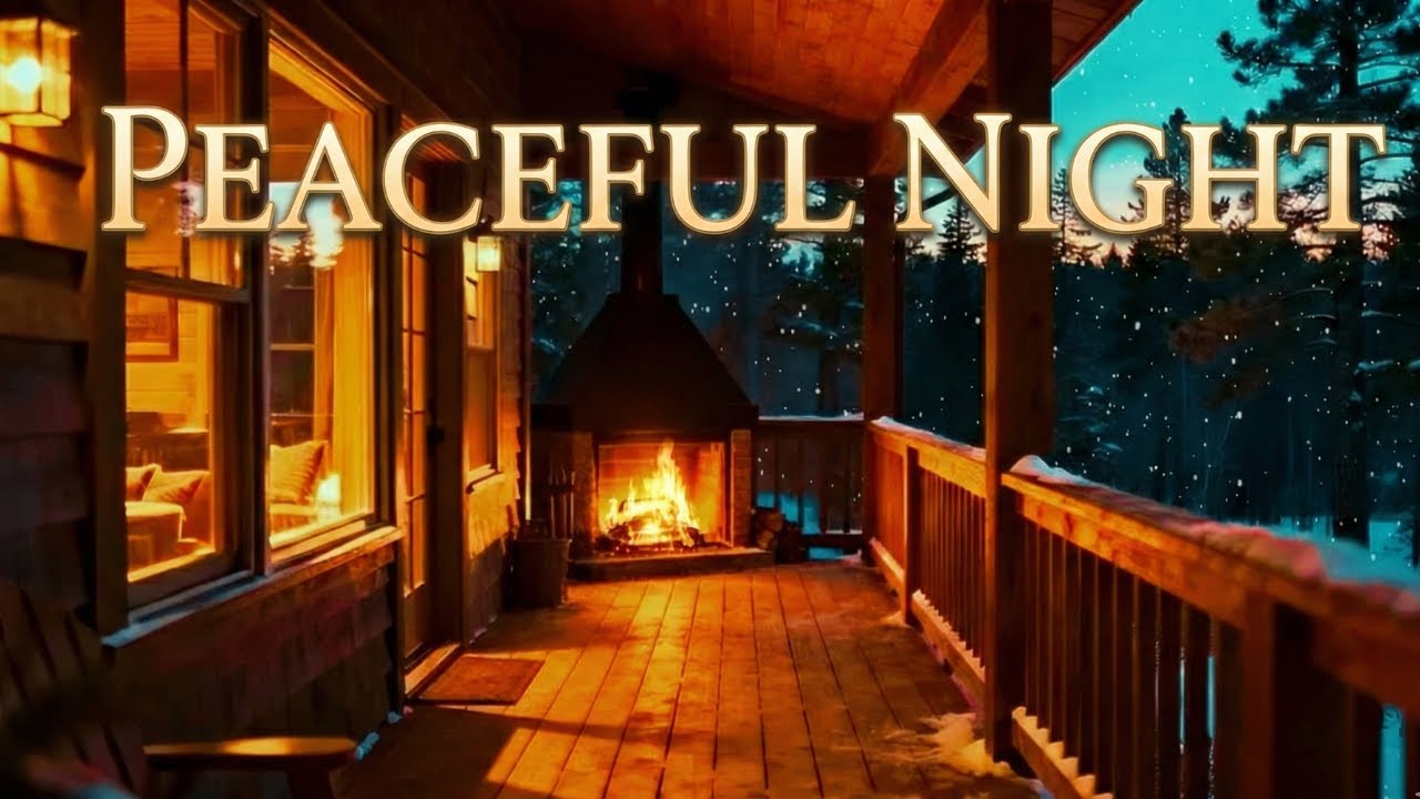 Peaceful Snowy Night ❄️ Cozy Fireplace & Soft Piano | Deep Relax