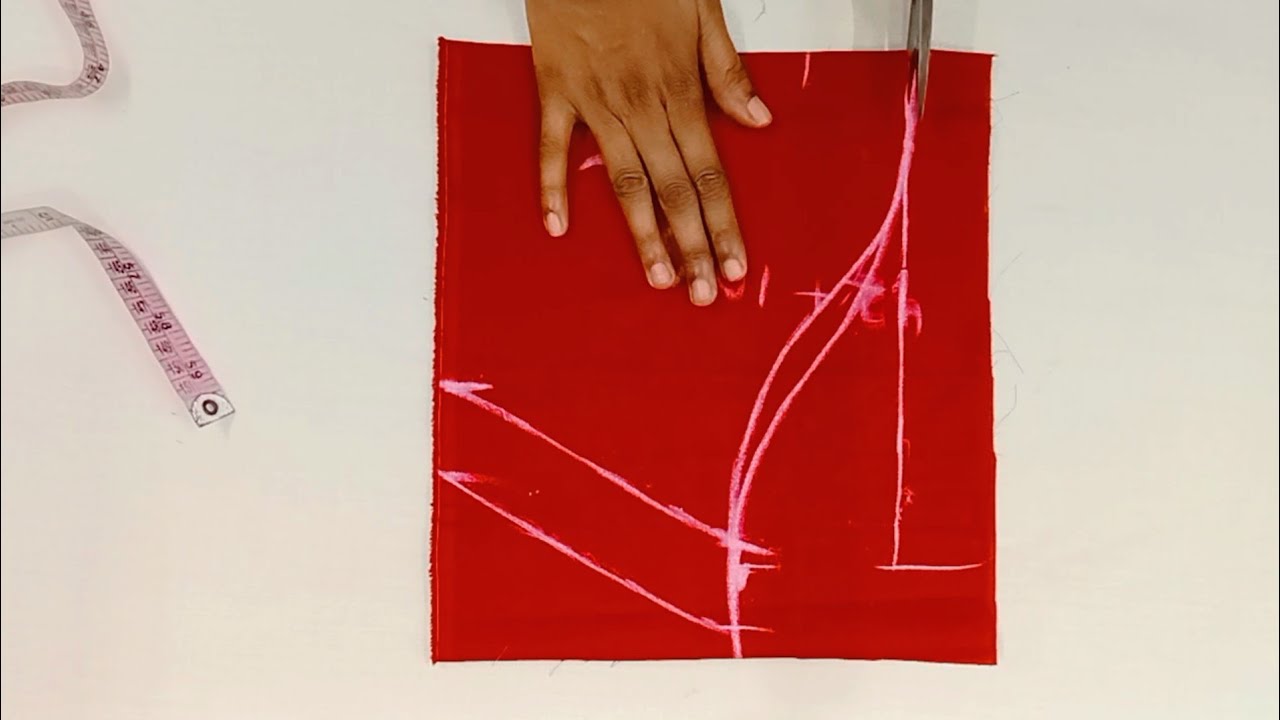 42 Size Blouse Sleeve cutting // 42 Size Blouse 7 inch sleeve cutting //