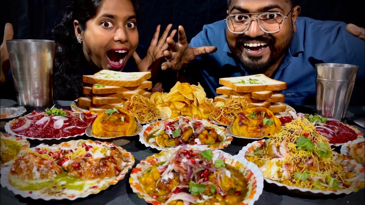 Dread bhaji,dahivada,tikki chat, Samosa chat, bread bhaji aur eating challenge🔥🔥👌🤤🤤