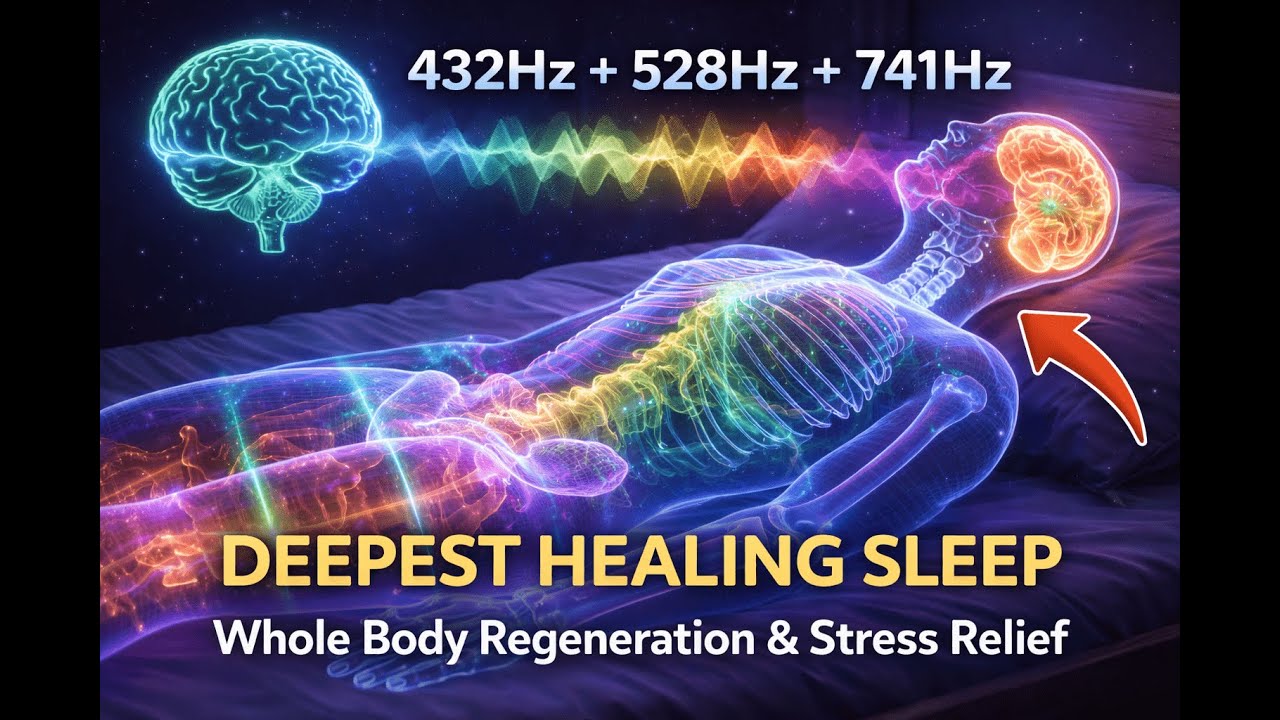 432Hz + 528Hz + 741Hz 🌌 The DEEPEST Healing Sleep | Full Body Regeneration & Stress Relief