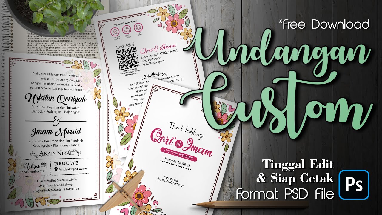 Template Undangan Custom Pernikahan/Khitan C13 - File Adobe Photoshop (PSD)