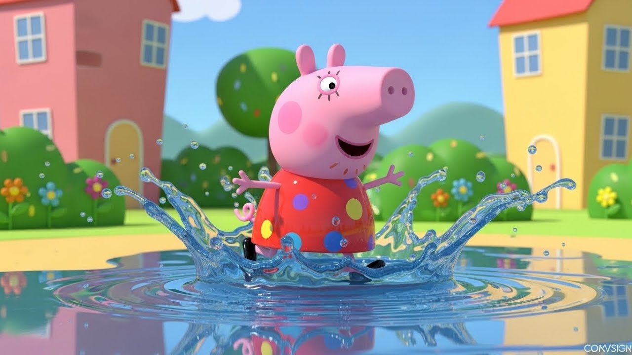 Peppa Pig Jumped Over a Rainbow Puddle Adventure | Kids Songs & Nursery Rhymes