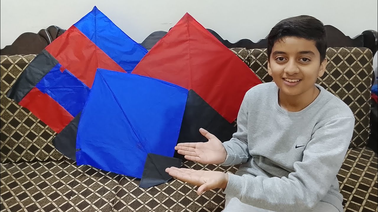 Making kite at home step by step with broom sticks.