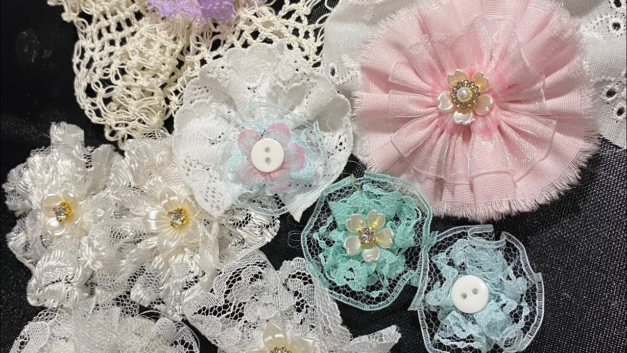 Day 35 of 100 day project- Junk journal decorations with Vintage Lace rosettes