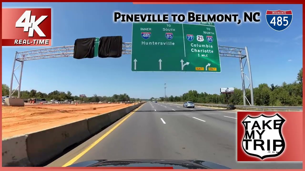 A Drive around Charlotte: Pineville to Belmont on Beltway Interstate 485, US 74