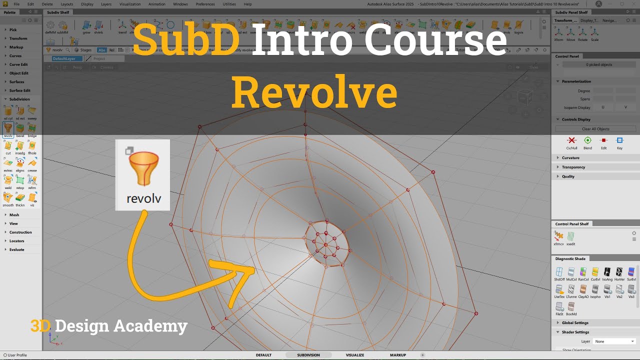 Autodesk Alias Tutorials, SubD Intro 10 - Revolve