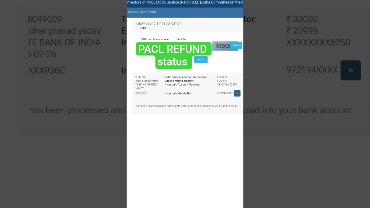 PACL REFUND status #paclrefund #sebi #refund