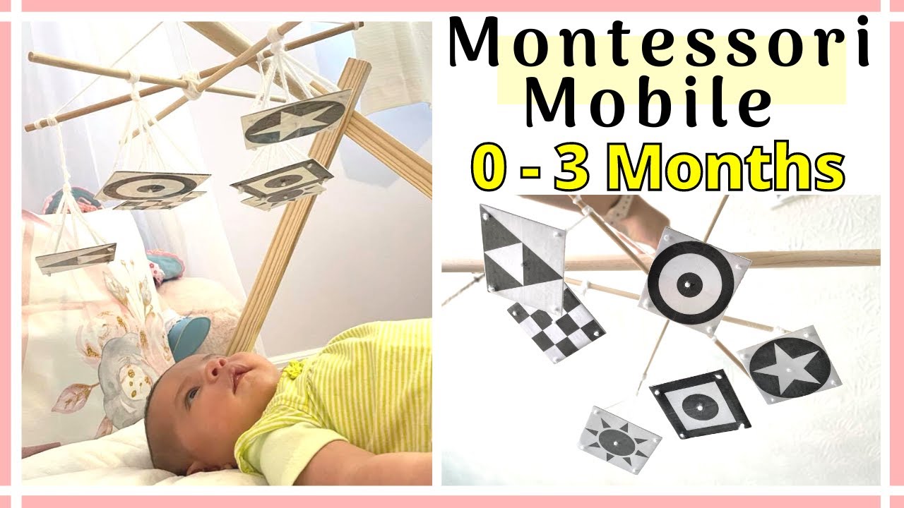 DIY Montessori Mobile With $1 Items - Black and White Baby Mobile