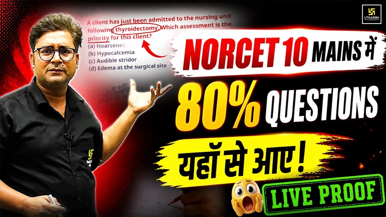 NORCET 10 Mains Paper Analysis With Proof 2026 | Utkarsh Nursing Classes ne 80% Paper Cover Kiya