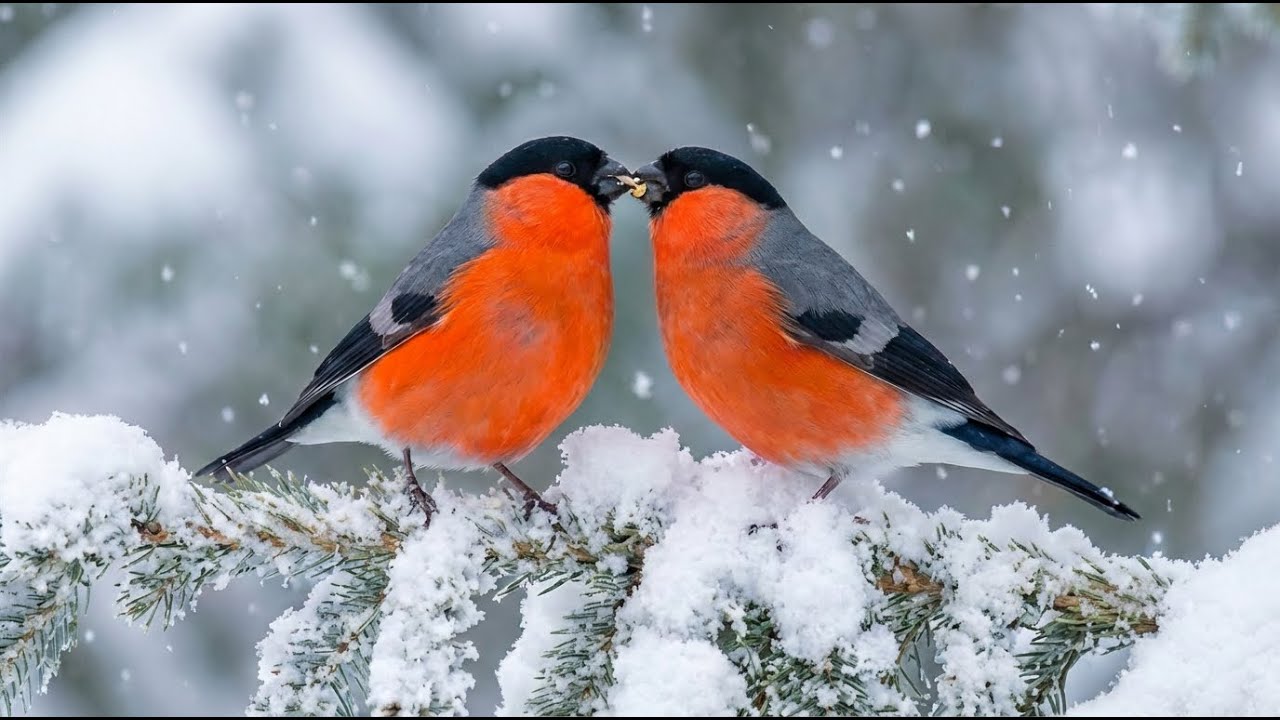 Снежная тишина + нежные птицы ❄️🍃 Через 3 минуты ваш разум почувствует себя легче