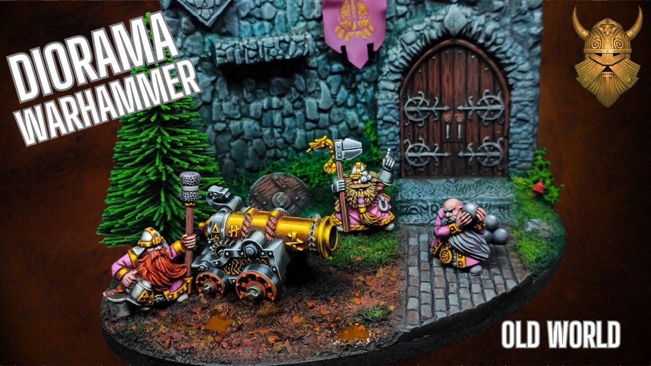 Warhammer Diorama : Les Nains Défendent Leur Bastion – Canon Prêt à Tirer !