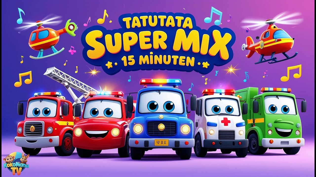 Tatu Tata - Super Mix 🚒🚓🚑🚛🚁  | 15 Minuten | Kinderlieder