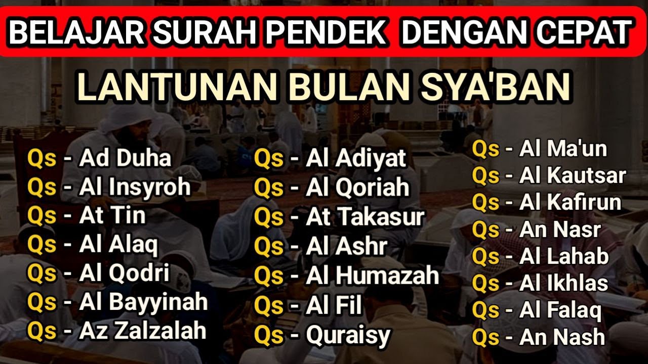 Hafalan Surat Pendek Al Quran Dengan Cepat | Untuk bacaan Sholat