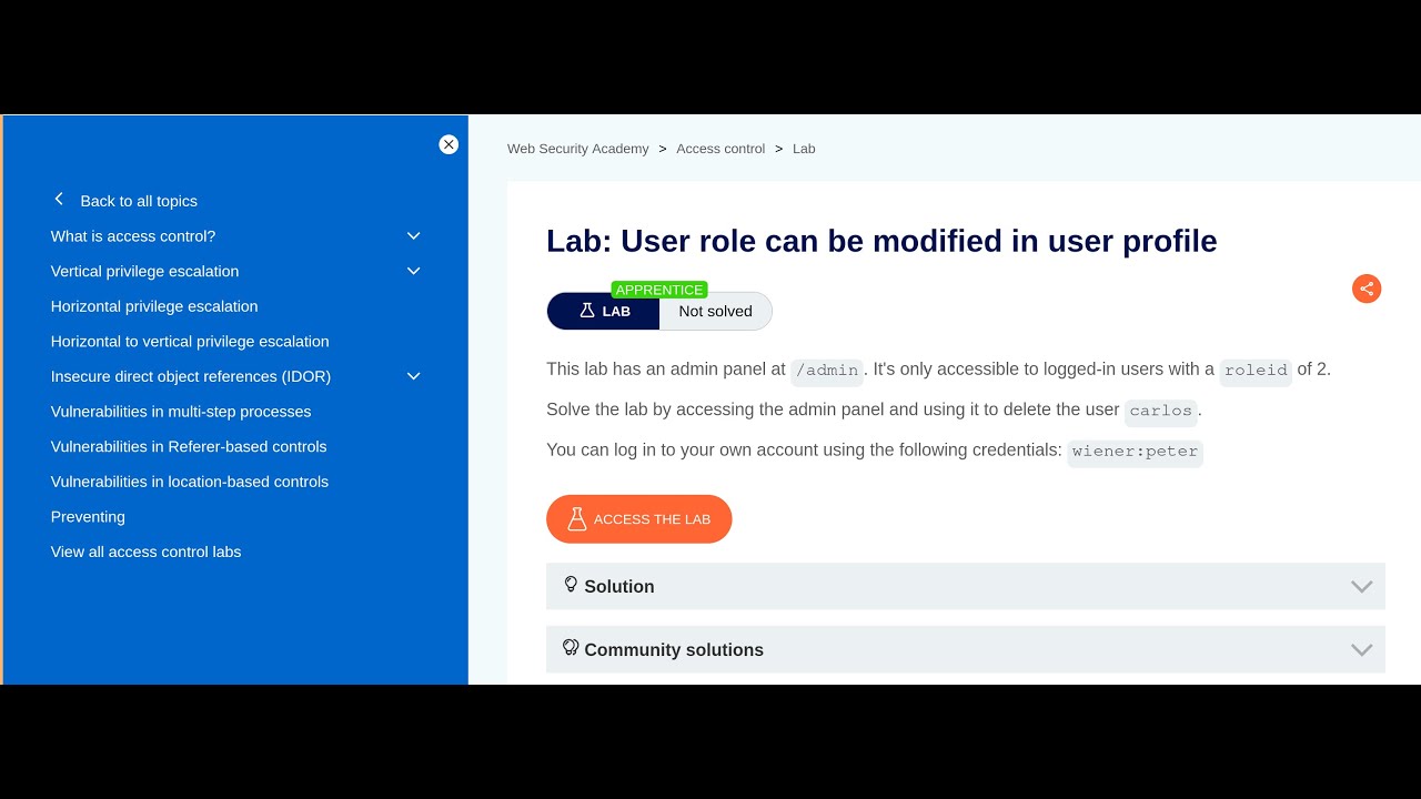 Portswigger: User role can be modified in user profile