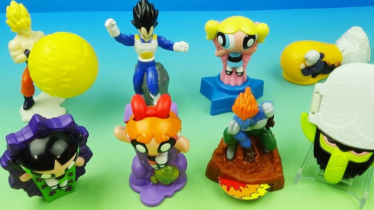 2002 DRAGON BALL Z / POWERPUFF GIRLS set of 8 BURGER KING COLLECTIBLES VIDEO REVIEW