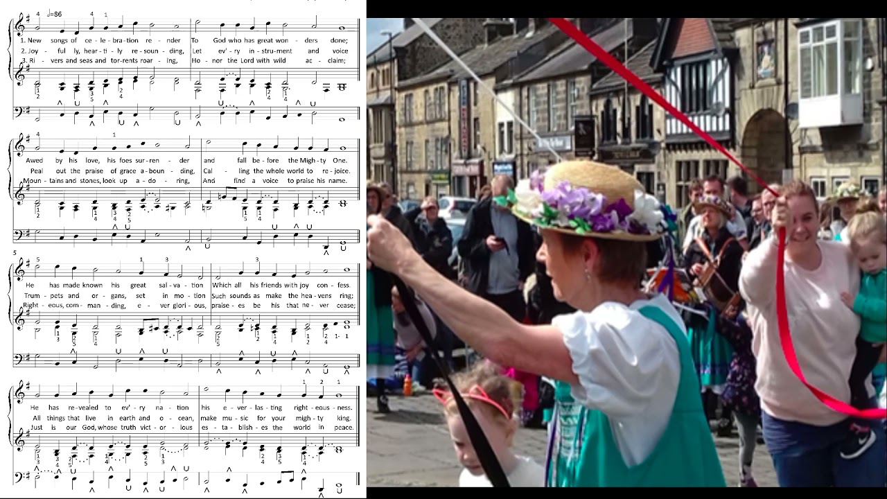 New songs of celebration render to him (Rendez a Dieu) Organ, fast tempo