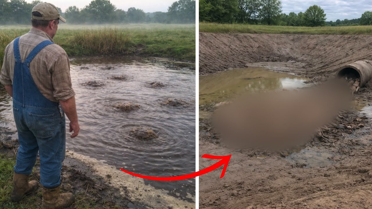 Farmer’s Pond Turned Into Boiling Sludge Overnight, Drained it and Turned Pale!