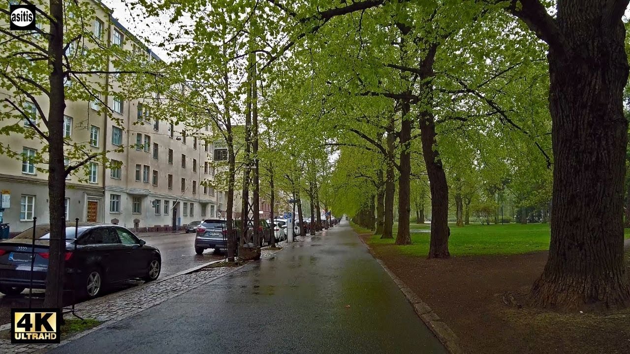 Rain Walk in Taka-Töölö, Helsinki Finland (May 2021)