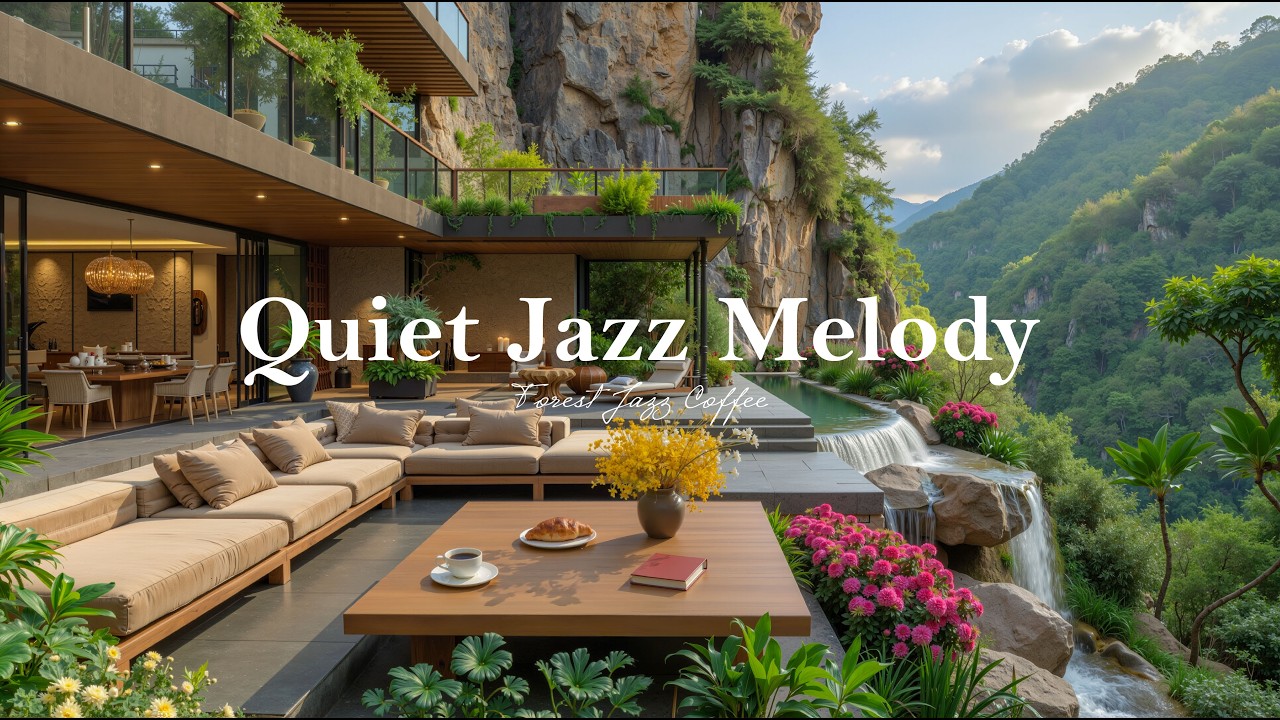 Tranquil Outdoor Coffee Shop Jazz at a Forest Villa | Quiet Jazz Melody & Nature Sounds To Chill Out