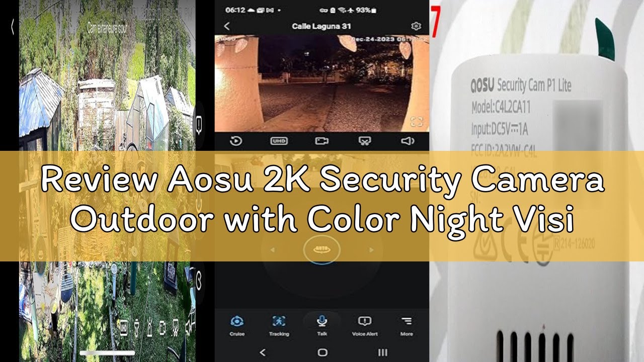 Review Aosu 2K Security Camera Outdoor with Color Night Vision, Wired Home Security Cameras Support