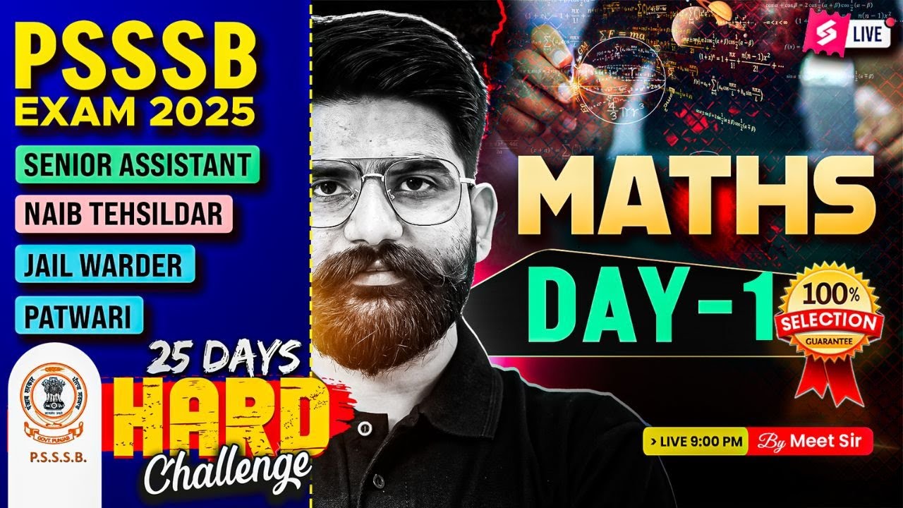PSSSB Senior Assistant, Naib Tehsildar, Jail Warder, Patwari 2025 | Maths Class By Meet Sir