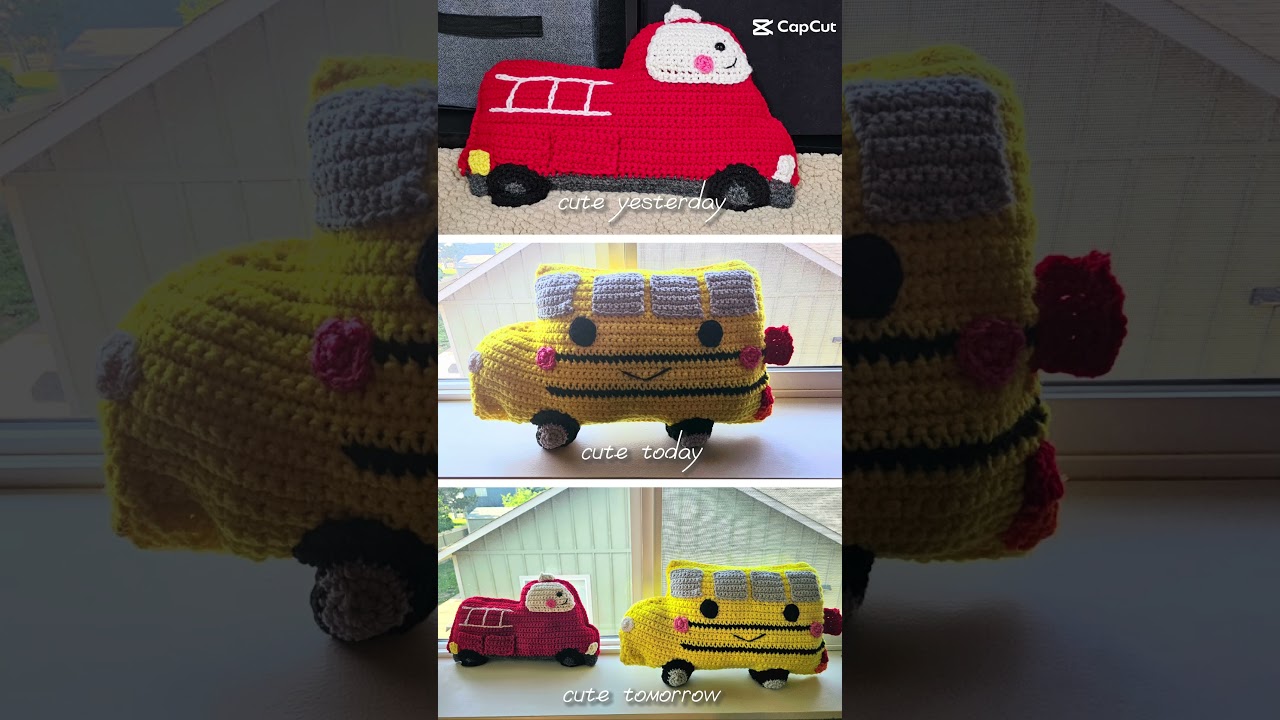 #amigurumi #crochet school bus and fire engine